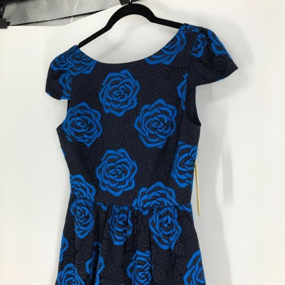 Alice + Olivia NWT Black Blue Nelly rose print mini dress open back size 0 - Picture 14 of 16